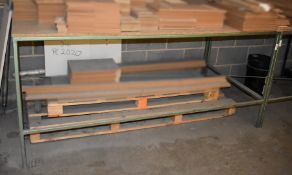 1 x Large Industrial Metal Work Table With Wooden Top - Dimensions: H92 x W252 x D100 cms