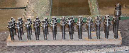 1 x Assorted Collection of Woodworking Machine Bits With Wooden Tool Holder