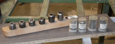 1 x Assorted Collection of Woodturning Collets With Wooden Tool Holder