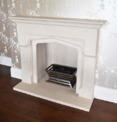 1 x Stone Fireplace and Hearth with Cantilever Basket Gas Fire - NO VAT HAMMER