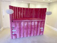 1 x Luxury Bespoke Velvet Upholstered Children's Headboard in Bright Pink with Raised Seating Area -
