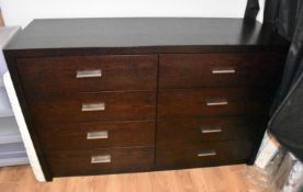 1 x Large Bespoke Solid Wood Hand-built 8-Drawer Chest Unit in a Rich Dark Stain Finish