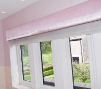 1 x Bespoke Bathroom Window Blind In Pink with Voile and Upholstered Pelmet Box - Ref: AFA150
