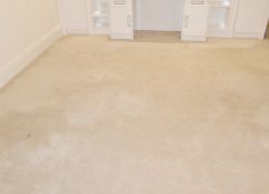 2 x Sections of Premium Wool Fitted Bedroom Carpet in Cream, 5.2 x 4.4m + 3.8 x 1m