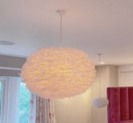 3 x Luxury Pendant Ceiling Lights With Opulent Feathered Shades, 2 Sizes - Ref: AFA142 / PNK - CL916
