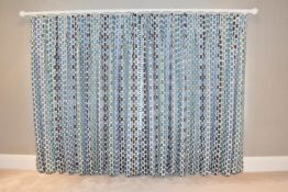 Pair of Premium Bespoke Handmade Blue / Green Curtains + 1 x Matching Blind - Ref: AFA129+130 /