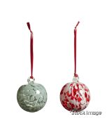1 x Pair Of Sumi Glass Bauble Tree Decorations - Mint/Red - Original Retail £35.00 - Ref: NA/A17754-