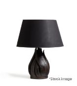 1 x Choi Luxury Hand-carved Mindi Wood Table Lamp in a Dark Walnut Stain - Original Retail £250.00