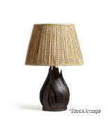1 x Choi Luxury Hand-carved Mindi Wood Table Lamp in a Dark Walnut Stain - Original Retail £250.00
