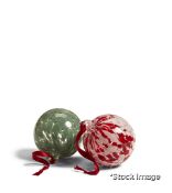 1 x Pair Of Sumi Glass Bauble Tree Decorations - Mint/Red - Original Retail £35.00 - Ref: NA/A17754-