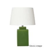 1 x Naoshima Handmade Square Ceramic Table Lamp in a Green Glaze Finish - Original Retail £295.00