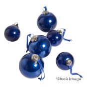 1 x Set Of Six Glass Bauble Tree Decorations - Perfect Navy - Original Retail £55.00 - Ref: NA/A1814
