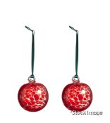 1 x Pair Of Sumi Glass Bauble Tree Decorations - Raspberry - Original Retail £35.00 - Ref: NA/A17754