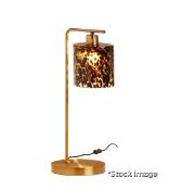 1 x Claudette Luxury Art Deco/Bauhaus-Inspired Table Lamp with Mouth-blown Tortoiseshell Glass Shade