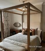 1 x Hester Luxury Four-Poster Hand-painted Bleached Oak King Size Bed - Original Retail £2,995.00