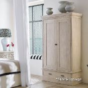 1 x Grista Gustavian-Style Hand-painted Wooden Wardrobe, in Nordic Grey - Original Retail £2,795