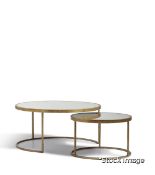 Set of 2 x Solasta Mid-Century Inspired Mirrored Topped Nesting Tables - Original Retail £1,195
