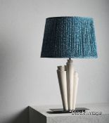 1 x Rolieau Luxury Iron And Mahogany Sculptural Table Lamp in White - Original Retail £275.00