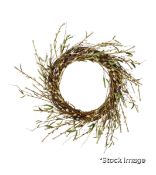 1 x Faux Pussy Willow Wreath - White - Original Retail £60.00 - Ref: NA/NPW006PGWHT-0/P19 - CL923 -