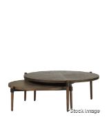 Set Of 2 x Garasu Luxury Oak Nested Three-legged Round Coffee Tables - Original Retail £1,595.00