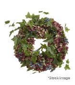 1 x Faux Hydrangea, Berry & Ivy Wreath - Original Retail £195.00 - Ref: NA/A15497-1-10-1001-10/P18 -