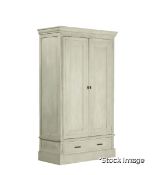 1 x Grista Gustavian-Style Hand-painted Wooden Wardrobe, in Nordic Grey - Original Retail £2,795