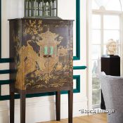 1 x Peking Handmade Hand-Painted Chinoiserie 2-Door TV Cabinet in Black - Original Retail £1,795.00