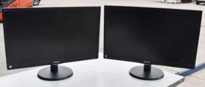 2 x 24 Inch LCD Full HD Computer Monitors - Brands Include Viewsonic VA2419-SH and Philips