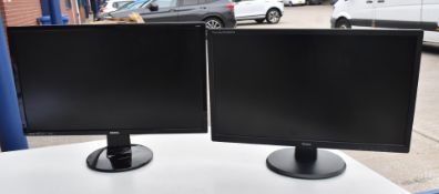 2 x 24 Inch LCD Computer Monitors Include a Benq GL2460 and llyama PL2482H9 -