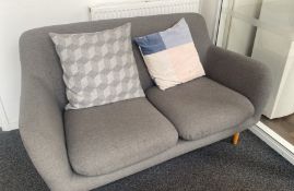 1 x Grey Fabric Sofa and Two Armchair
