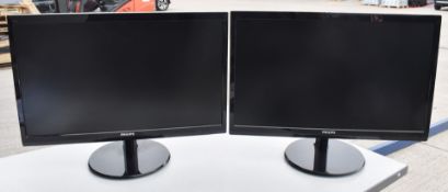 2 x Philips 24 Inch LED Full HD Computer Monitors - Model 243V5L3 -