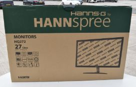 1 x Hanns-G HQ272 27 Inch LCD Monitor - Model HQ272PPB - 2560x40 WQHD 2K Resolution - New Boxed