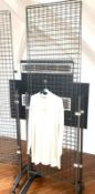 1 x Freestanding Chrome Cage Panel For Displaying Garments - Dimensions: H250 x W80 cms