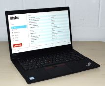 1 x Lenovo Thinkpad T490 14 Inch Laptop With an Intel i7-8565u CPU, 16GB RAM and a 256GB M.2 SSD