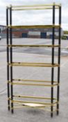 1 x Opulent Art Deco-Style 2.3-Metres Tall Display Unit in Black and Gold (No Shelves) - Ref: HBK582