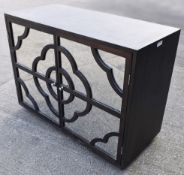 1 x CHANNELS Beautifully Crafted Wooden 2-Door Cabinet with Antiqued Mirror and Fretwork