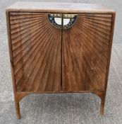 1 x Anthropologie 'Daybreak' Engraved Tropical Hardwood 2-Door Cabinet - Original Retail £828.00