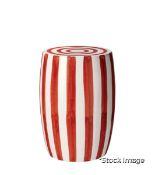 1 x Rander Hand-Made Ceramic Stool - Red/White - Original Retail £225.00 - Ref: OKA/A10543-1-14-