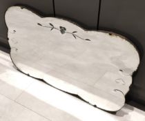 1 x Vintage Etched Frameless Mirror - 1950s/60s - Approx. 69x39cm - CL444 - NO VAT ON THE HAMMER -