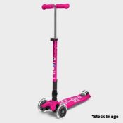 1 x MICRO SCOOTERS Maxi Micro Deluxe Foldable Led Scooter - Shocking Pink - Boxed - RRP £149.00