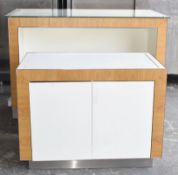 1 x 2-Section Glass-Topped Department Store Display Table with Nesting 2-Door Storage Unit - Ref: