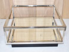 1 x EICHHOLTZ 'Tortona' Luxury Stainless Steel Coffee Table with Mirrored Base (Incomplete) -