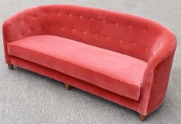 1 x SOHO HOUSE HOME 'Salon' 3-Seater Sofa In Burnt Orange Coral Velvet - Original Retail £3,990