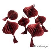 1 x Set Of Six Mixed Honeycomb Bauble Decorations - Red Garnet - Original Retail £45.00 - Ref: OKA/