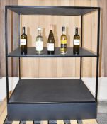 1 x Large Black 2-Tier Department Store Display Metal Framed Storage Unit Fixture With Wooden