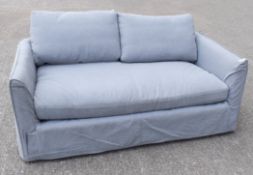 1 x JOHN LEWIS 'Cascade' Luxury Feather-Filled 2-Seater Sofa with Light Blue Removable Covers -