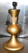 1 x OKA Luxury 'Romi' Handmade Wooden Table Lamp Base in an Antique Gold Finish - Ex-Display -