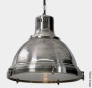 1 x TIMOTHY OULTON 'Bexley' Large Industrial-style Pendent Light with an Antique Silver Finish -