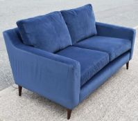 1 x LOUNGE CO. 'Zoe' 2-Seater Blue Velvet Sofa - Made In The UK - Original Retail £1,178 - NO VAT ON
