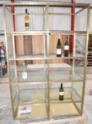 1 x 4-Tier Double Cabinet Display Unit Fixture with a Gold Finish - Ref: HPS119/6619353/WH2 -